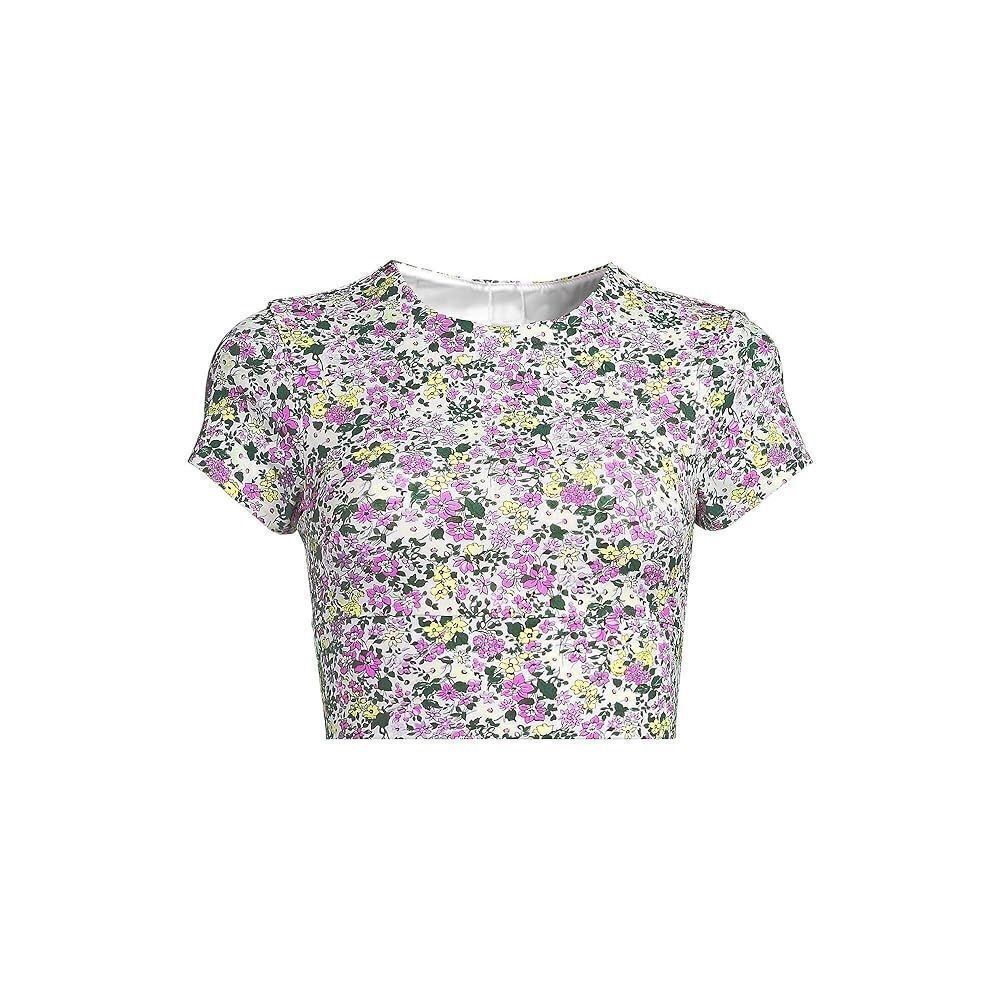 Land's End Tugless cap sleeve midikini top only white multi Ditsy floral Various